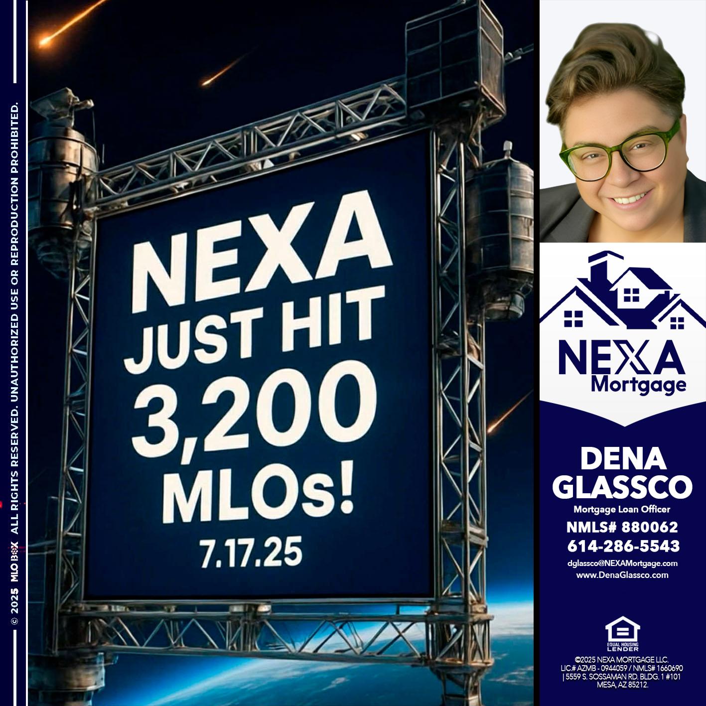 NEXA JUST HIT 3,200 - Dena Glassco -Residential, Commercial, International Loan Officer