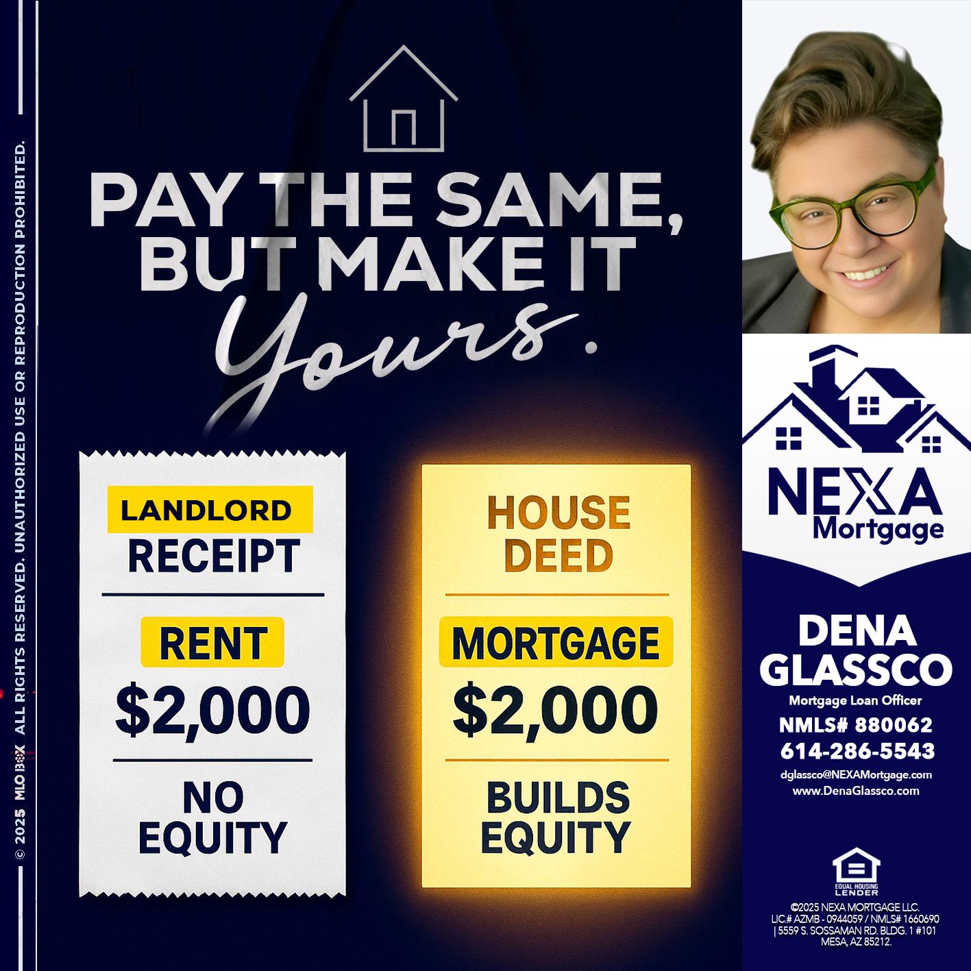 pay the same - Dena Glassco -Residential, Commercial, International Loan Officer