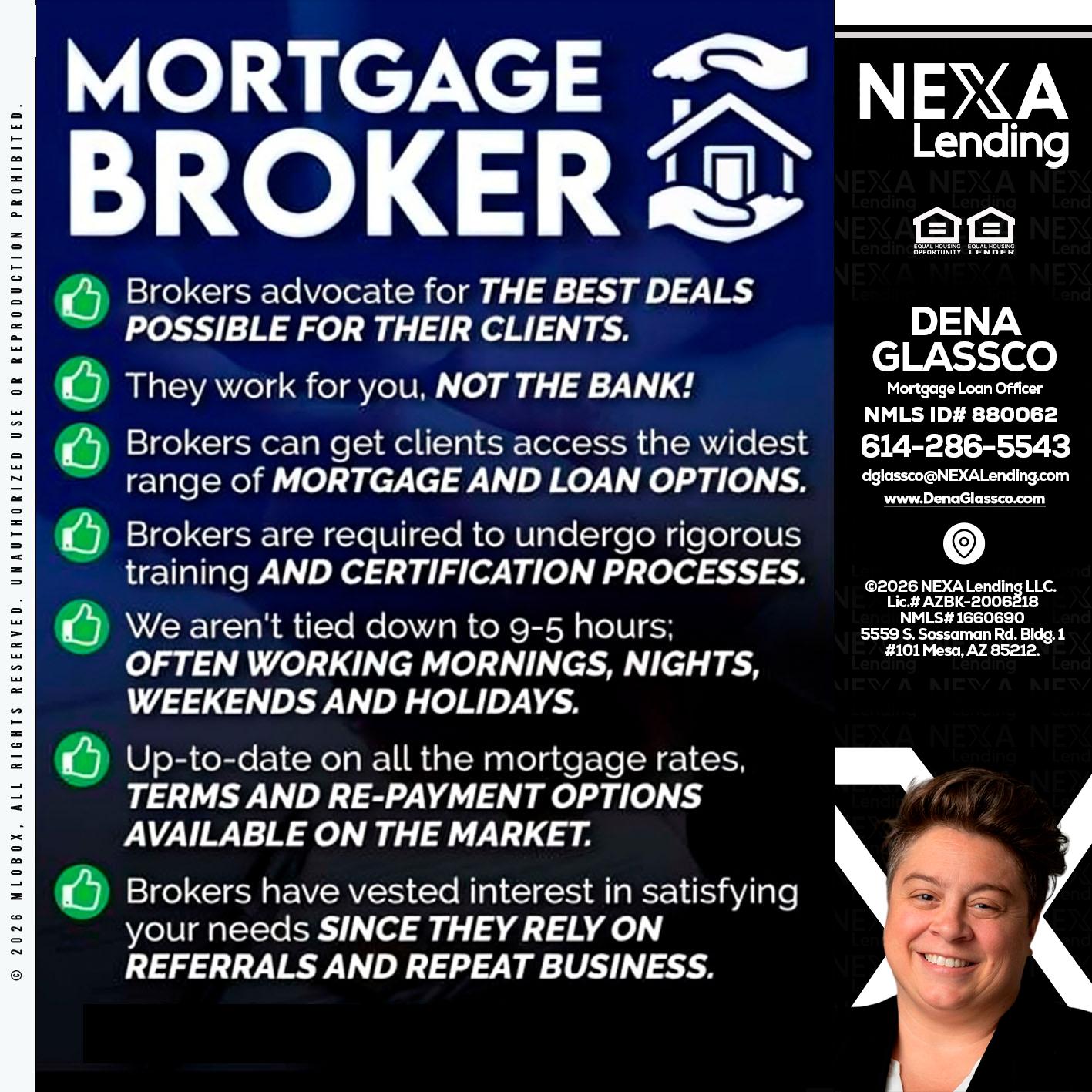 MORTGAGE BROKER - Dena Glassco -Residential, Commercial, International Loan Officer