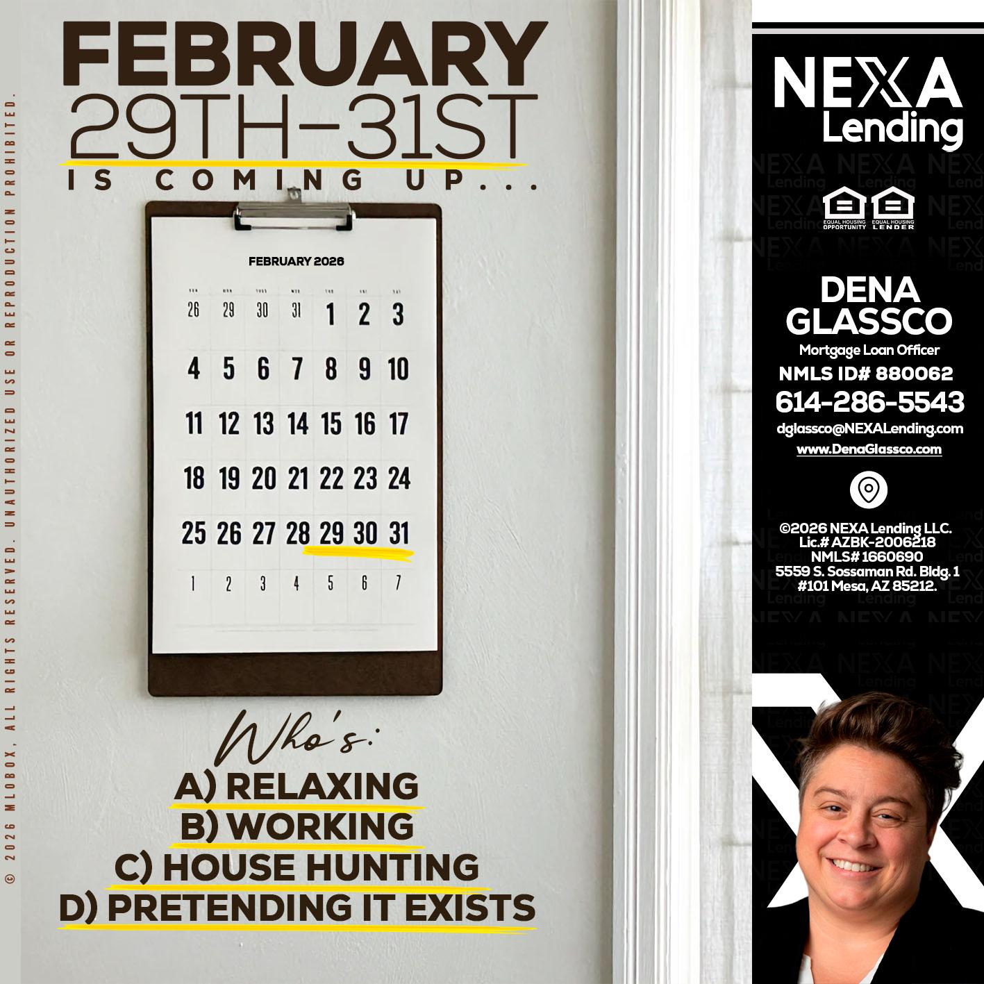 FEBRUARY 29-31 - Dena Glassco -Residential, Commercial, International Loan Officer