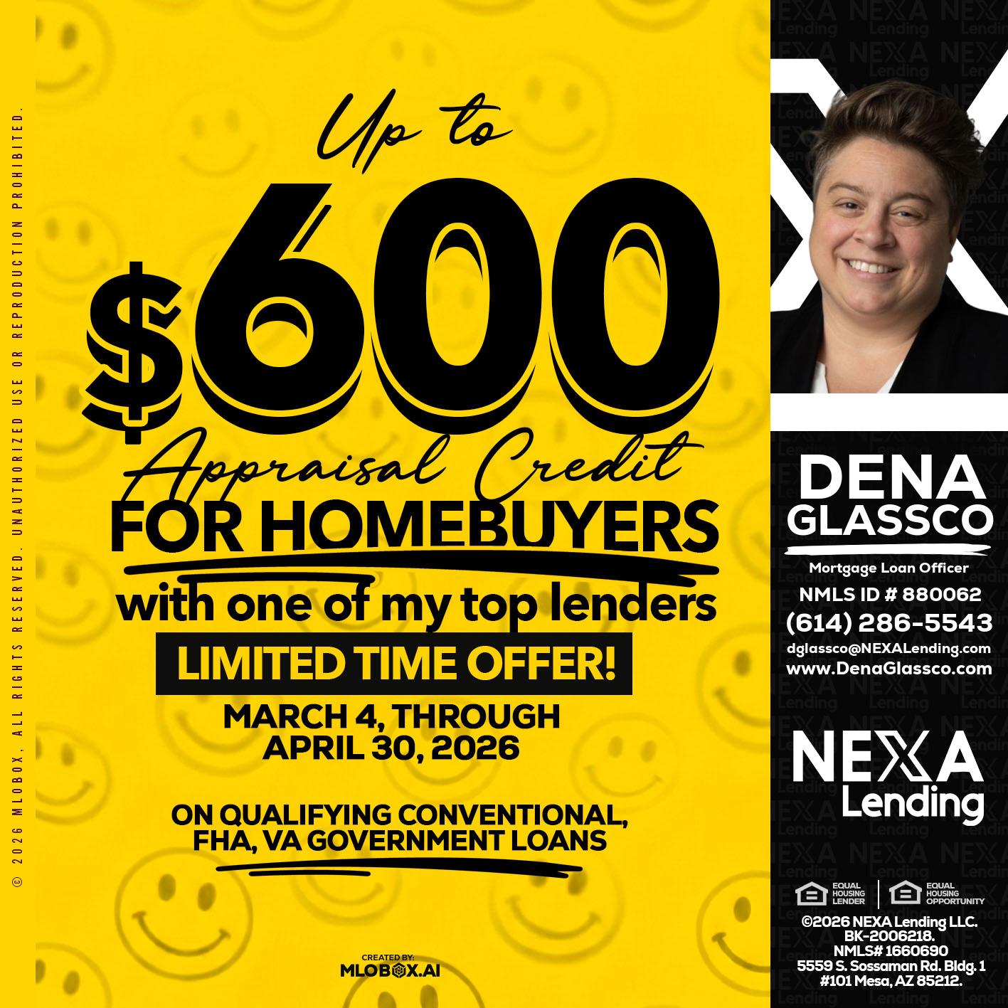 UP TO 600 - Dena Glassco -Residential, Commercial, International Loan Officer