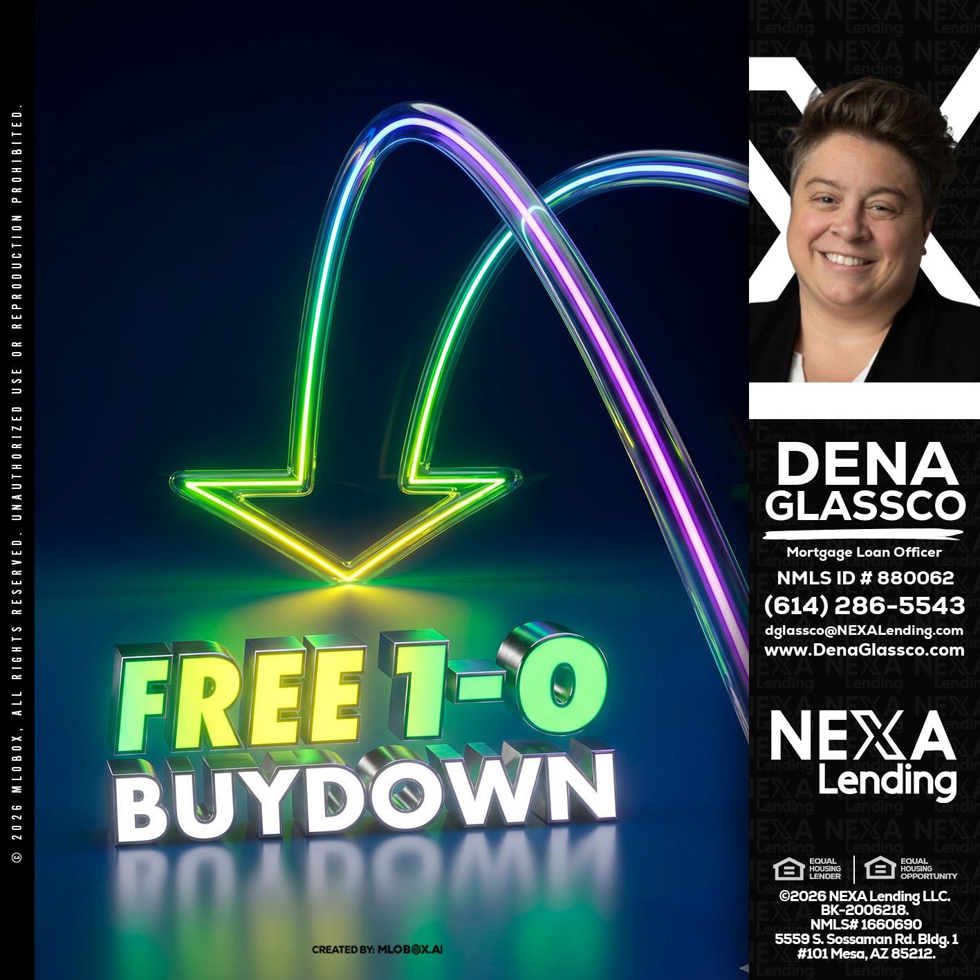FREE 1-0 BUYDOWN - Dena Glassco -Residential, Commercial, International Loan Officer