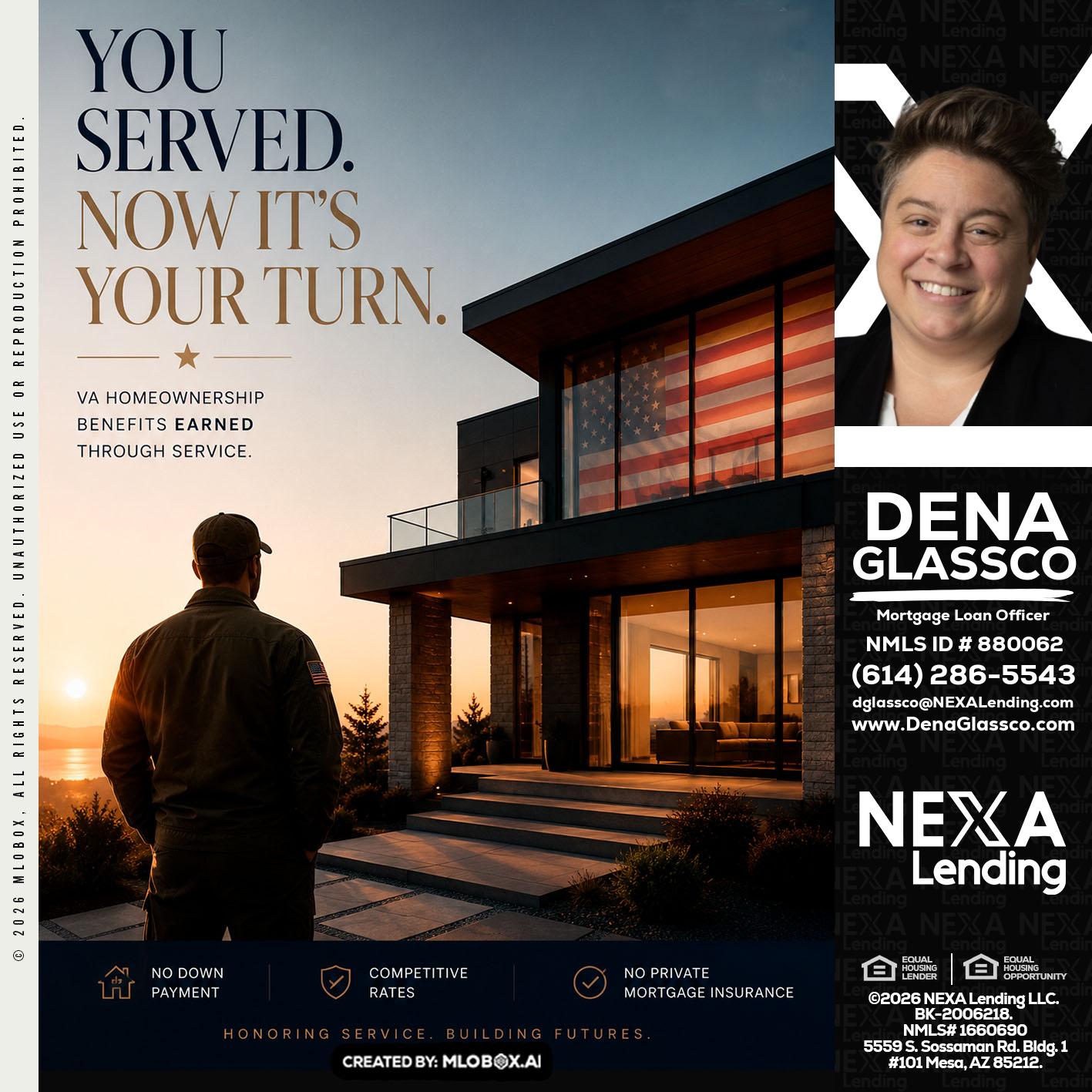 YOU SERVED - Dena Glassco -Residential, Commercial, International Loan Officer