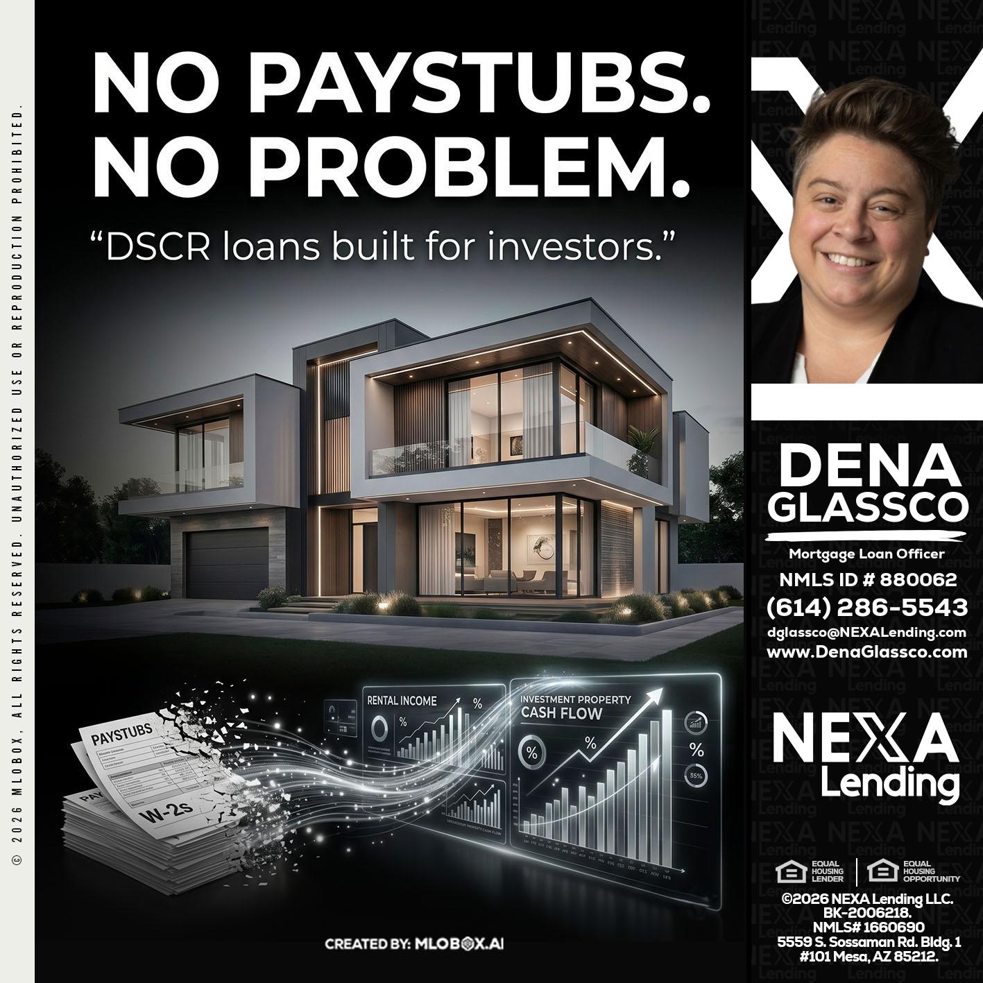 no paystub - Dena Glassco -Residential, Commercial, International Loan Officer