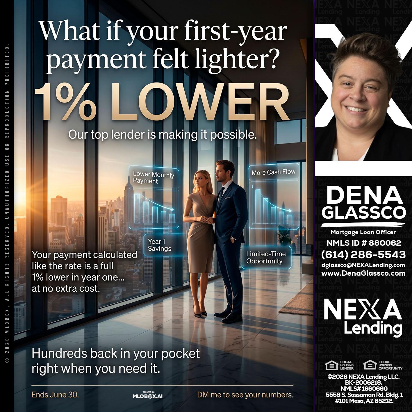 1% LOWER - Dena Glassco -Residential, Commercial, International Loan Officer
