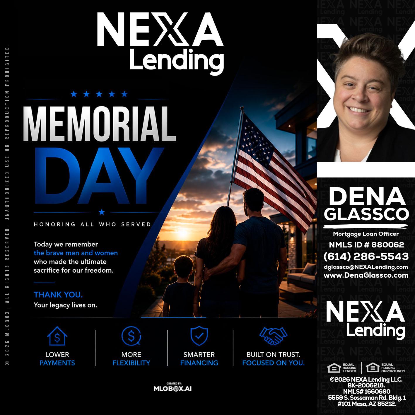 MEMORIAL DAY - Dena Glassco -Residential, Commercial, International Loan Officer