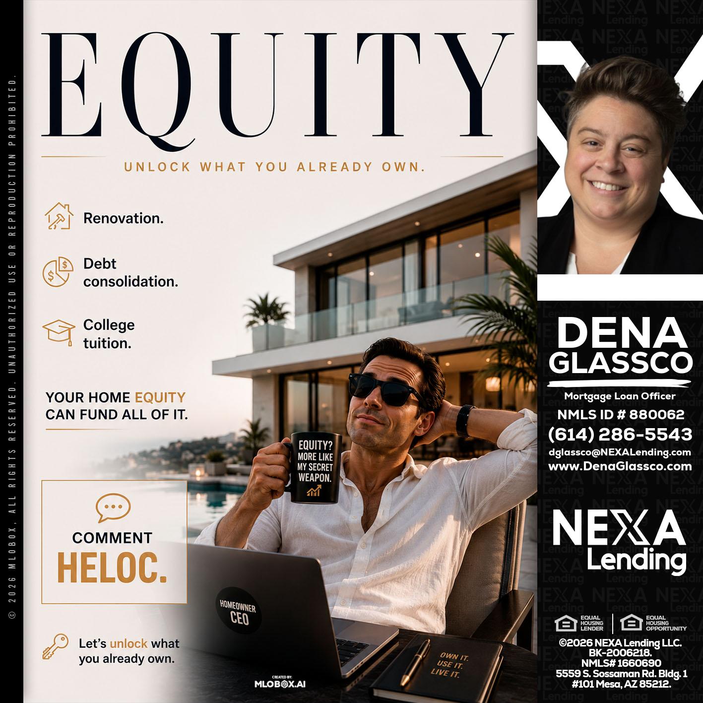 EQUITY - Dena Glassco -Residential, Commercial, International Loan Officer