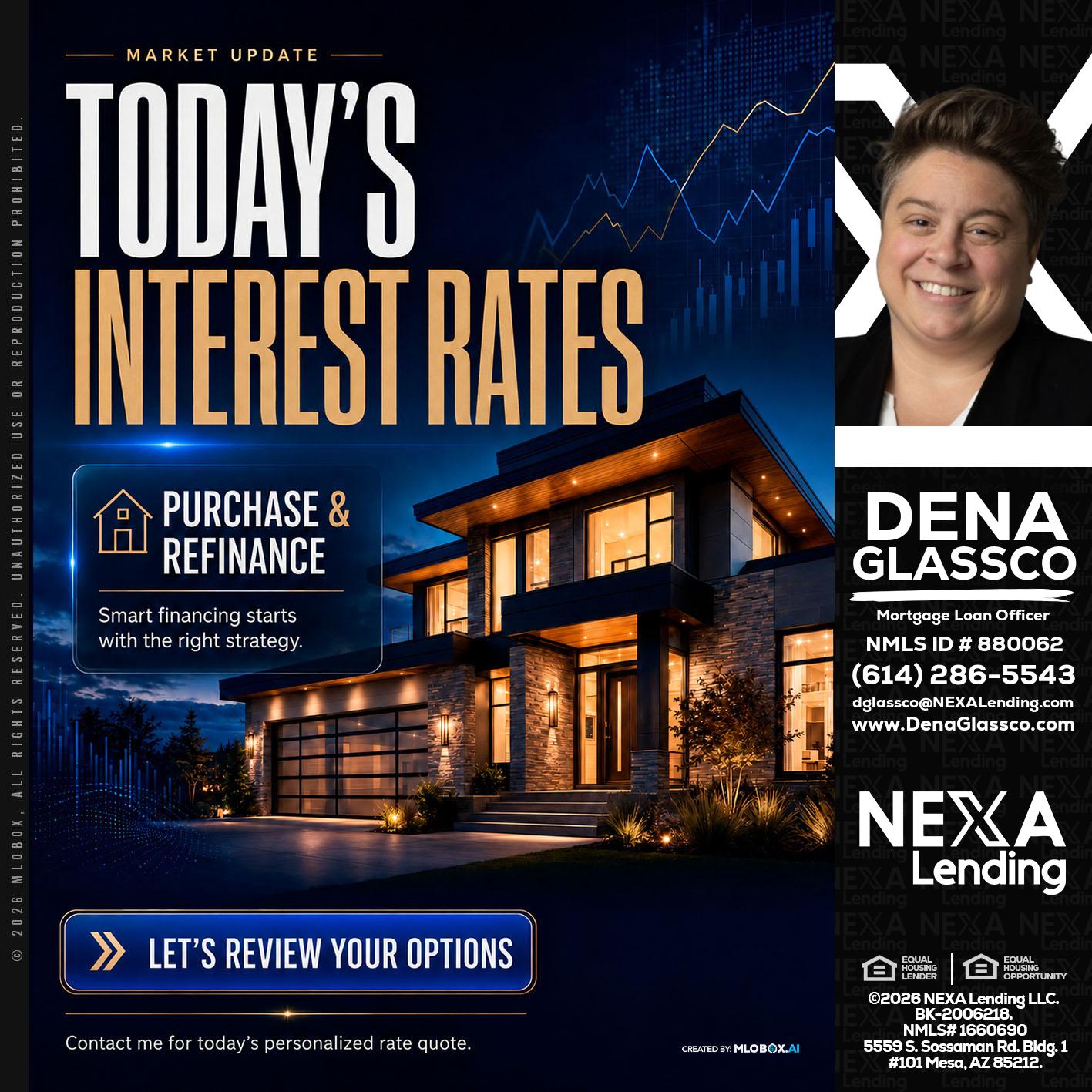 TODAYS RATES - Dena Glassco -Residential, Commercial, International Loan Officer