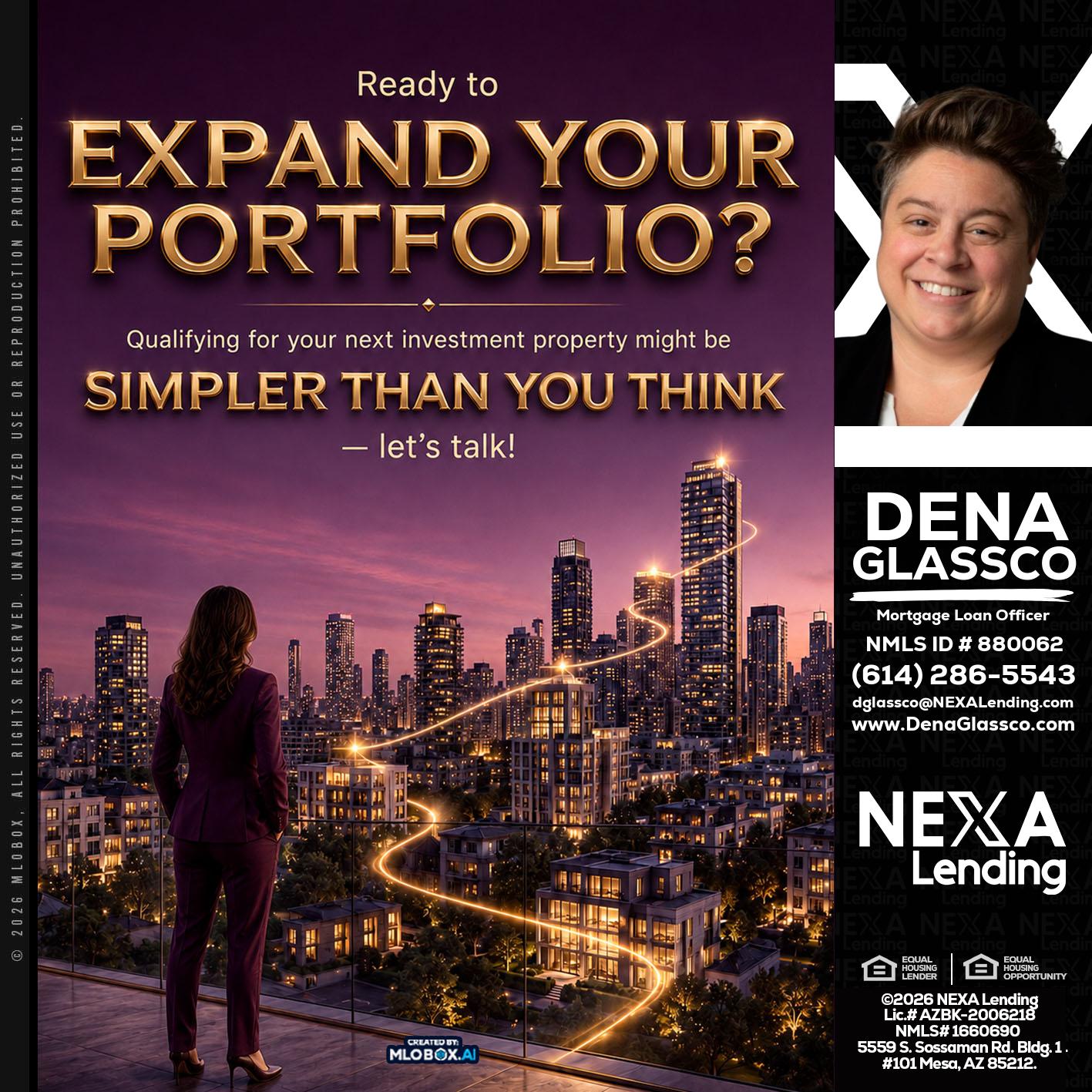 EXPAND YOUR PORTFOLIO - Dena Glassco -Residential, Commercial, International Loan Officer
