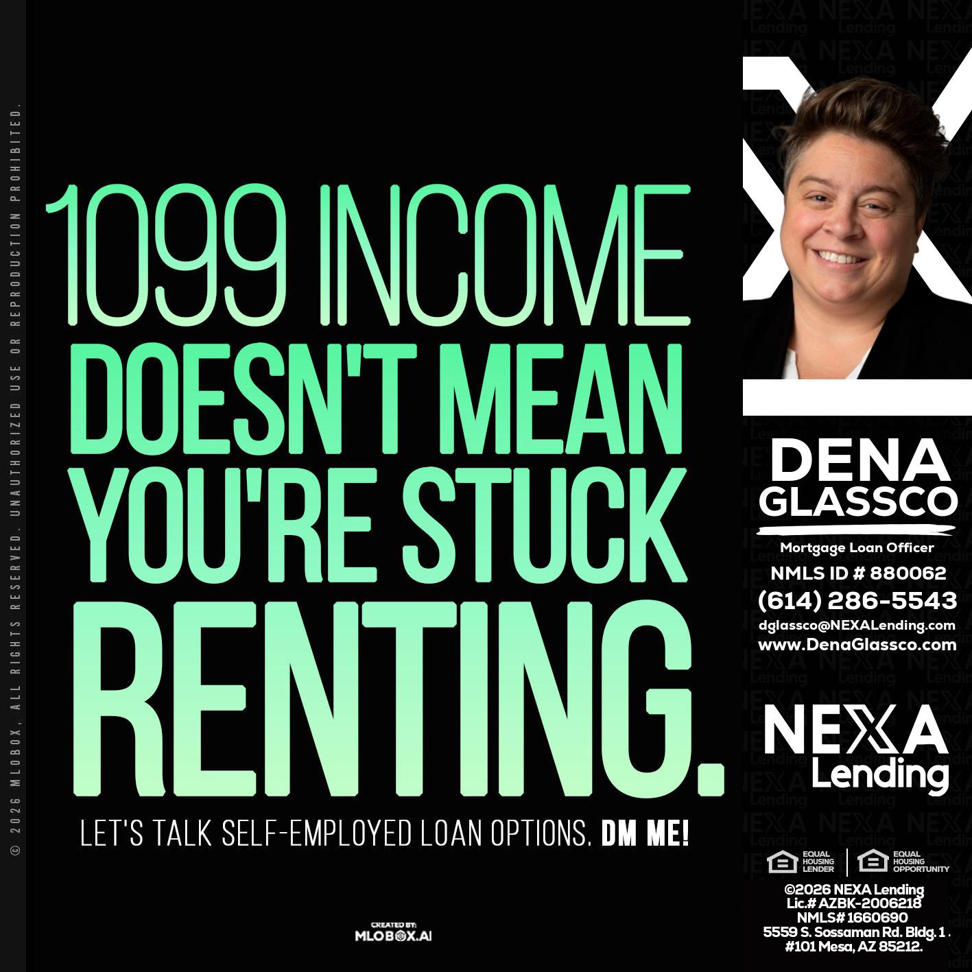 1099 income - Dena Glassco -Residential, Commercial, International Loan Officer