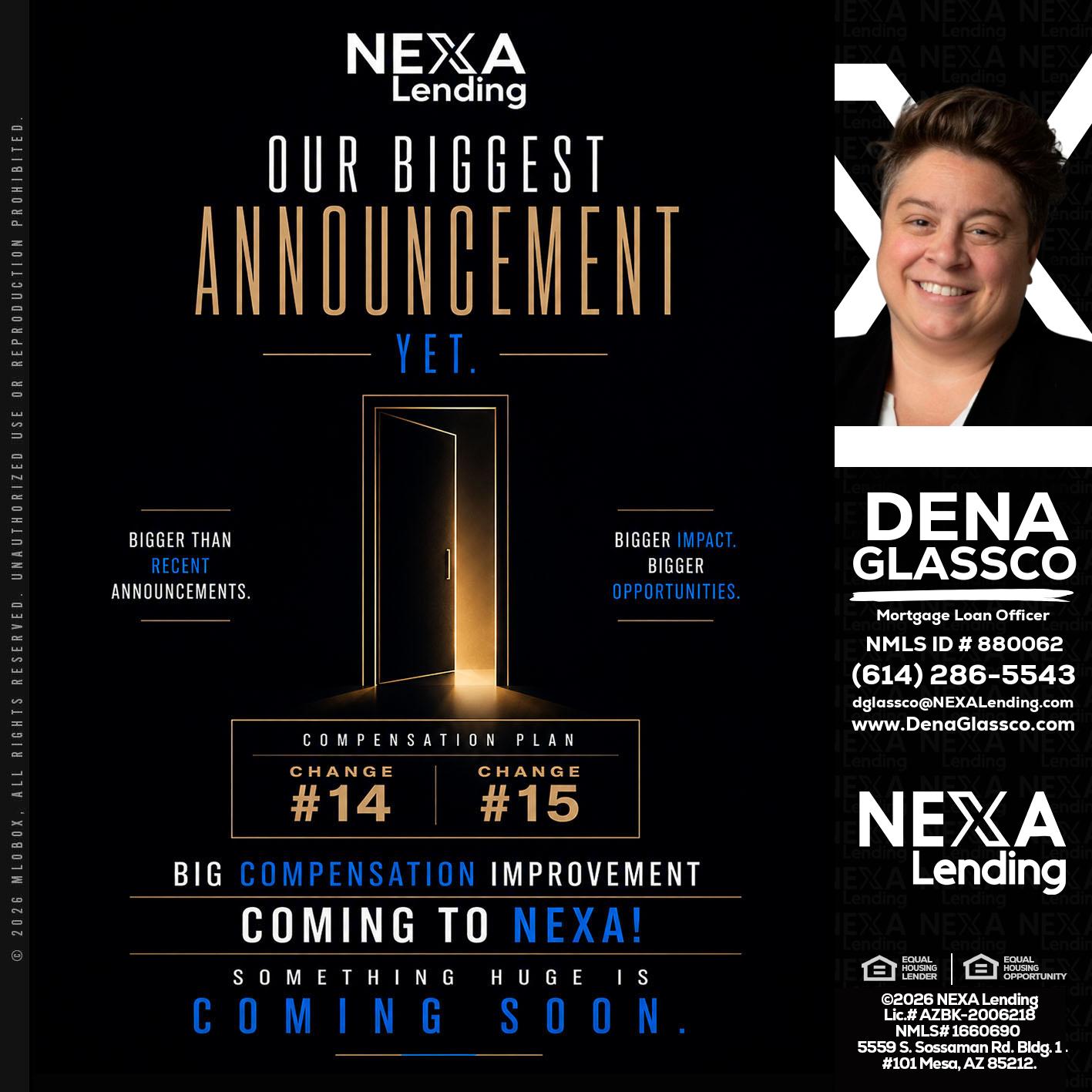 ANNOUNCEMENT - Dena Glassco -Residential, Commercial, International Loan Officer