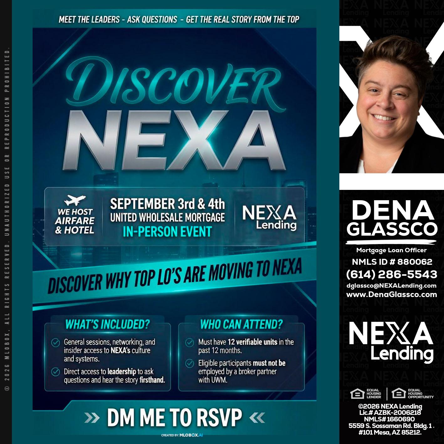 DISCOVER NEXA - Dena Glassco -Residential, Commercial, International Loan Officer
