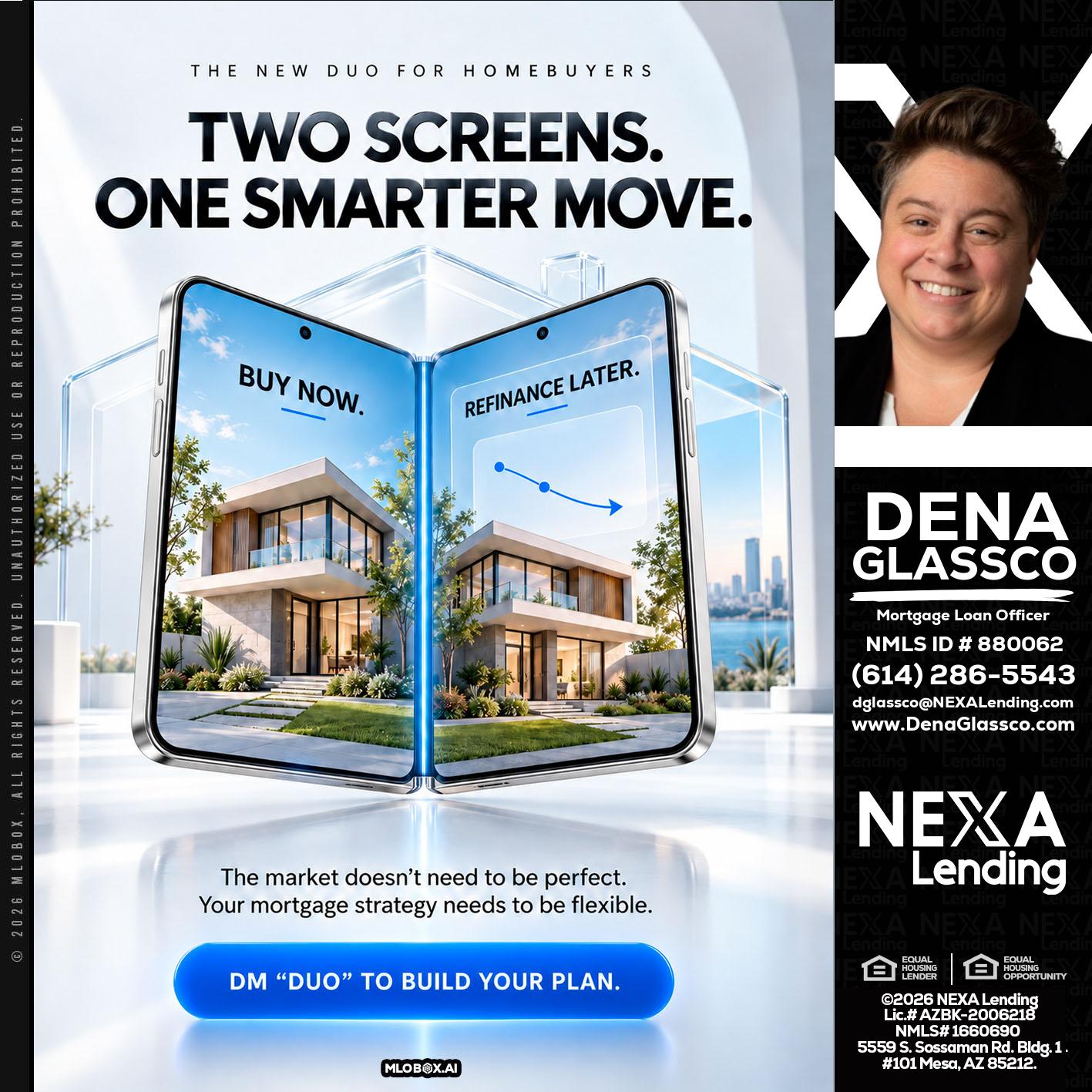 TWO SCREENS - Dena Glassco -Residential, Commercial, International Loan Officer